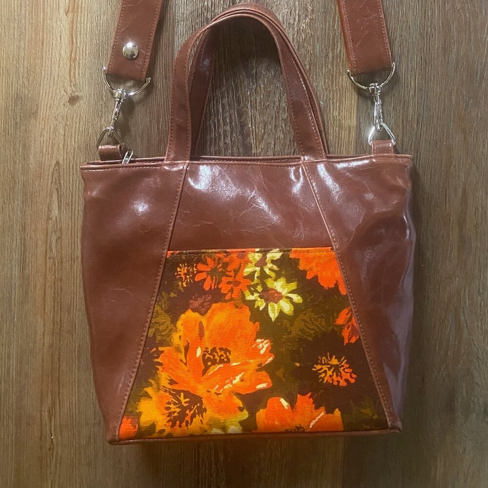 Crystalin Kae Mini Troubadour bag with Vintage Floral Print Vegan Canvas
